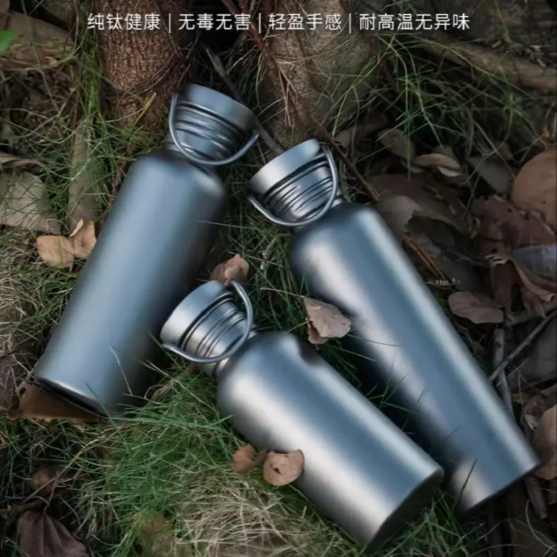 Outdoor Camping Titanium Water Bottle 500ml 600ml 750ml Ultralight Picnic Sports Titanium Water Bottle Single Wall
