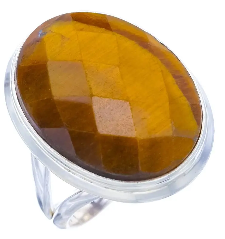 StarGems® Natural Tiger Eye Handmade 925 Sterling Silver Ring 5.75 F1115