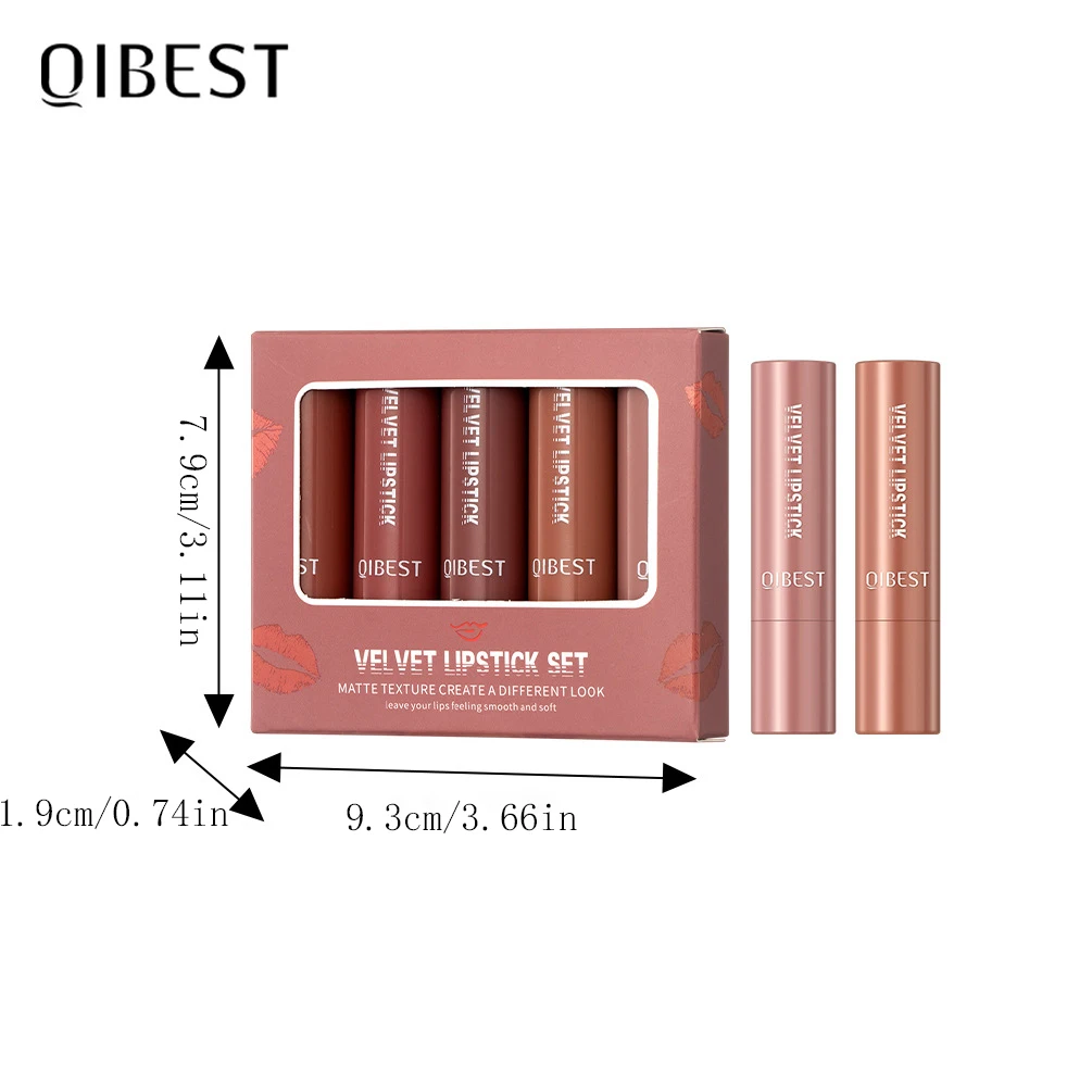 입술 글로스 립스틱 세트, 틴티드 립밤, 자연스러운 입술 윤곽, 방수 및 오래 지속되는 보습, 5 팩