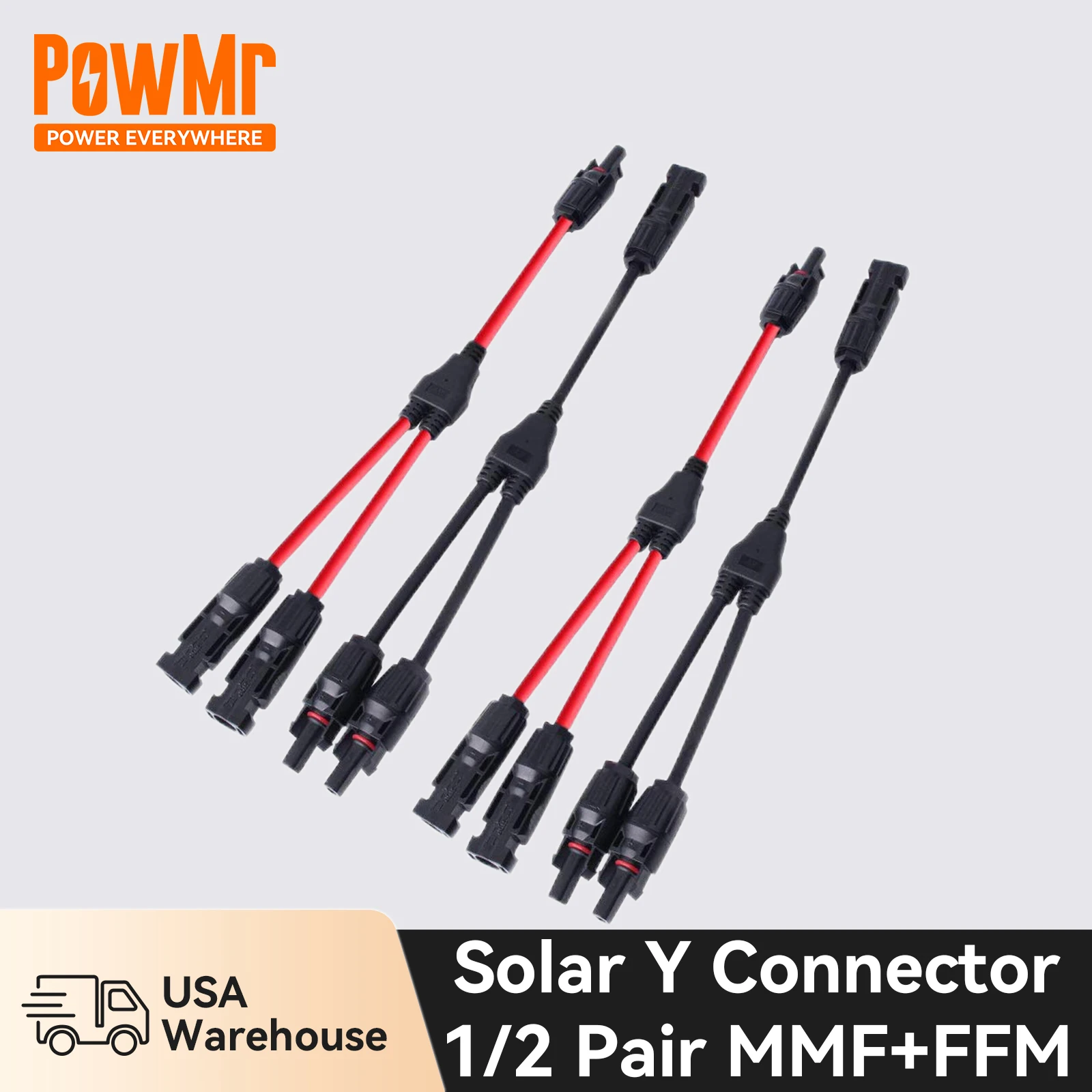 1/2 Pair Y Branch Connectors for Solar Panel Solar Connectors in Pair MMF+FFM for Parallel Connection