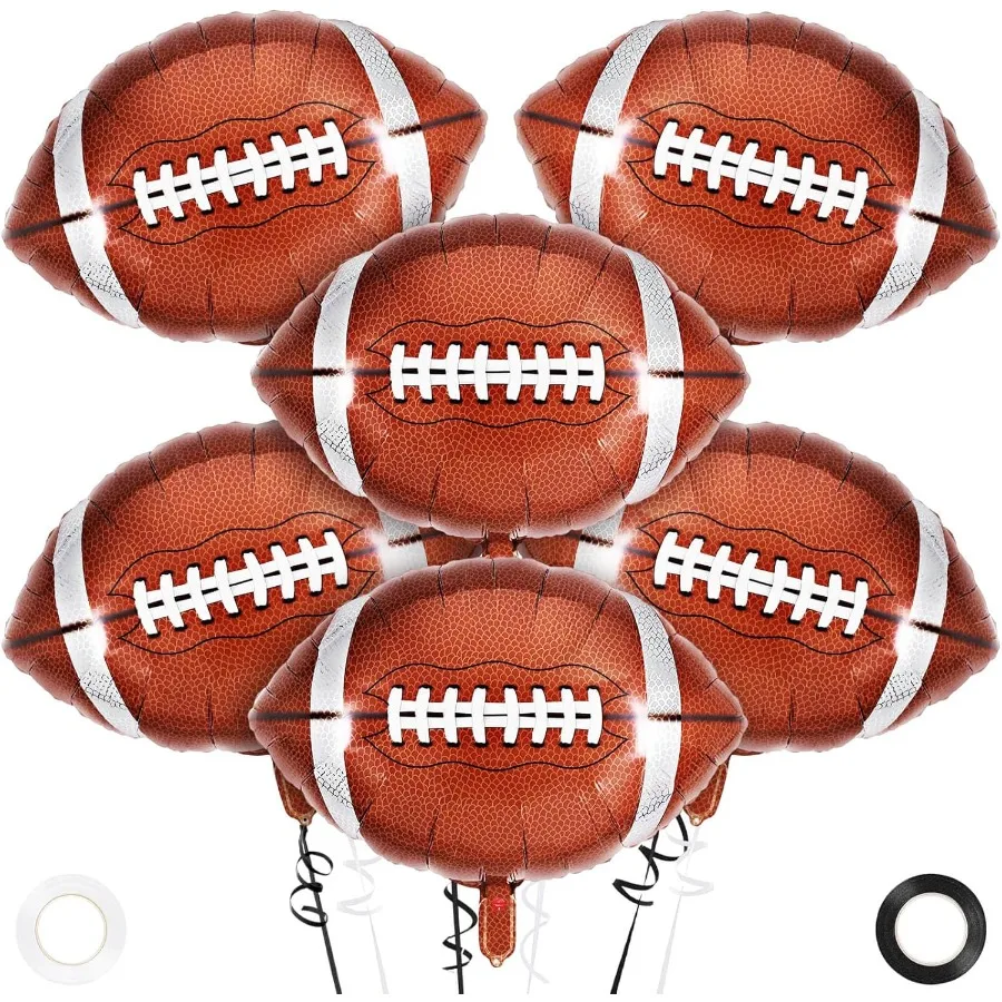 27 Inch Football Balloons6 Pcs Football Foil Balloons Super Bowl Balloon Football Party Balloon for Super Bowl Decor Tailgate G