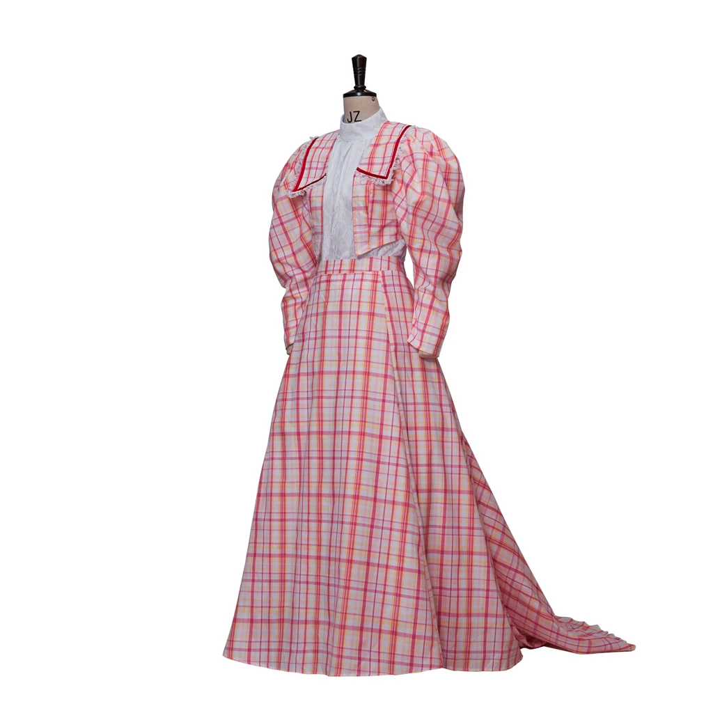 여성을위한 빅토리아 드레스 의상 정장 에드워드 디럭스 격자 무늬 드레스 볼 가운 18 세기 여성 로코코 탑 스커트 의상