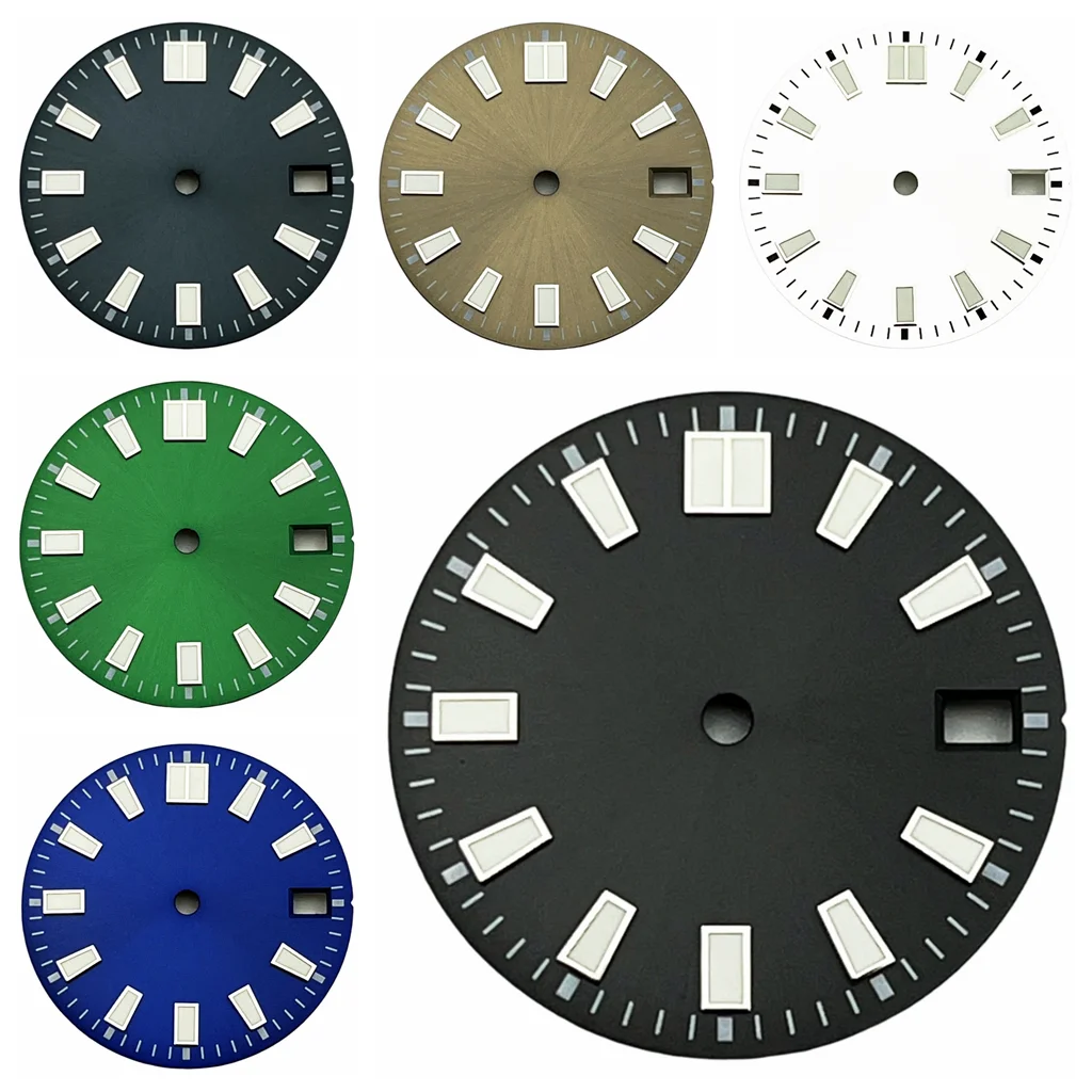 NH35 Sterile 28.5mm Watch Dial Green Luminous Fit NH35 3/3.8/4.2 o'clock Crown Automatic Movement Watch Accessories Parts