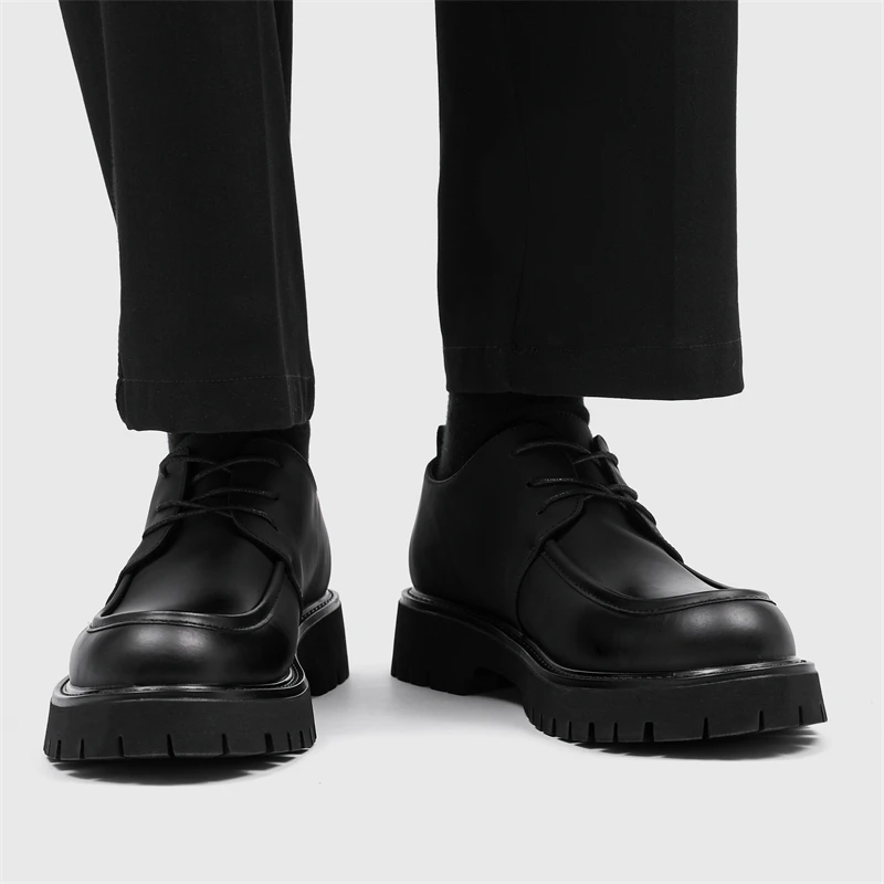 

Leather Men Casual Shoes Classic Business Mens Dress Shoes Breathable Lace-Up Handmade Shoes Thick Sole Fashion Formal Shoes