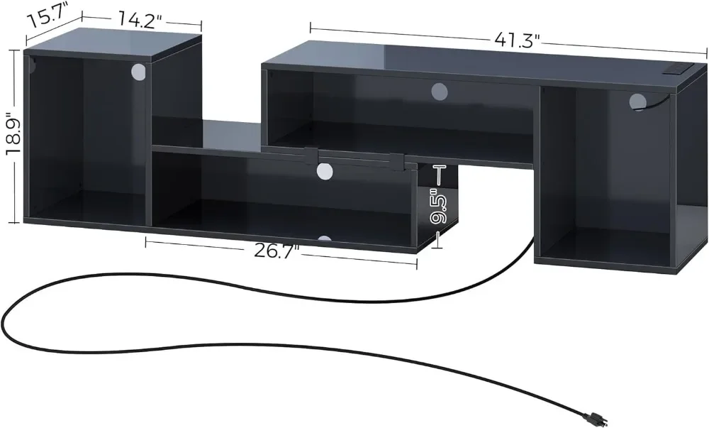 TV Stand, Deformable  with LED Strip & Power Outlets, Modern Entertainment Center for 45/50/55/60/65/70 inch TVs