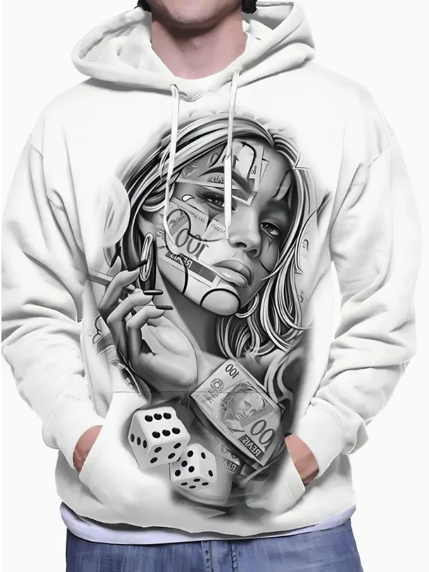 

Popular Hip Hop Skull Hoodie 3D Printed Skull Streetwear Pullover Long Sleeve Men's Casual Fashion High-end Sweatshirt