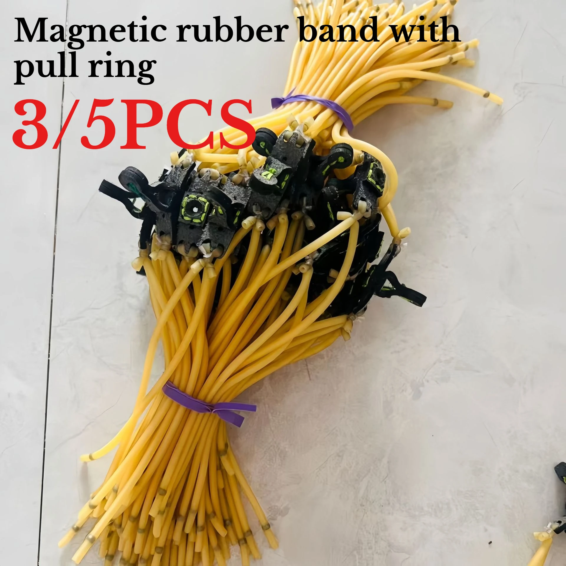 

3/5PCS Outdoor Slingshot Accessories Magnetic Suction Steel Ball Pull Ring Round Rubber Band with Two Strands and Four Clips