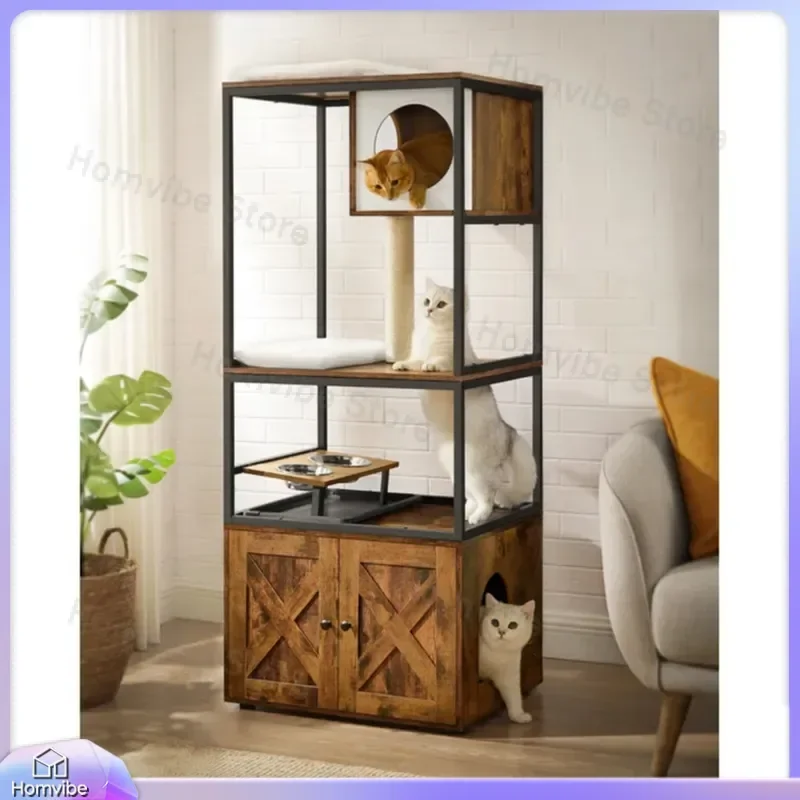 Modern Wooden Cat House Cabinet Bedside Table Multi Function Pet Kennel Furniture Home Decor Living Room Bedroom Storage