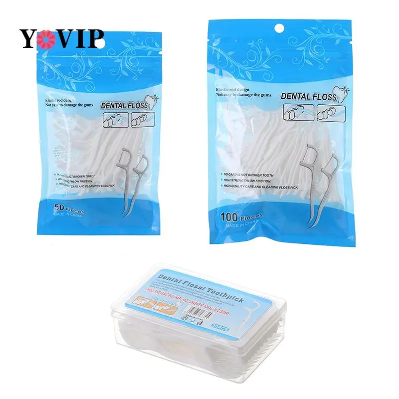 50/100pcs Dental Floss Flosser Picks Toothpicks Teeth Stick Tooth Cleaning Interdental Brush Dental Floss Pick Oral Hygiene Care