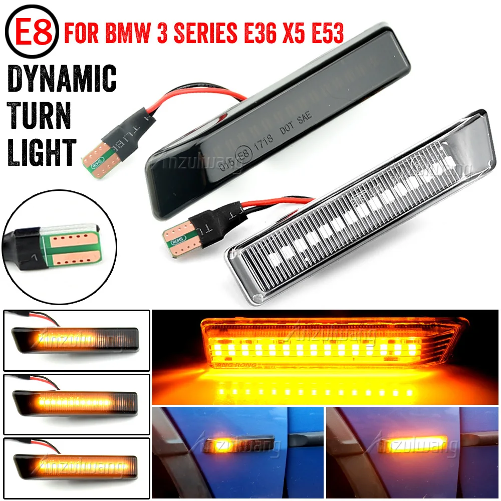 

1 pair Fit for BMW 3 Series E36 Facelift model 1996-1998 Dynamic Fender LED Turn signal Side Marker Light Sequential Lamp