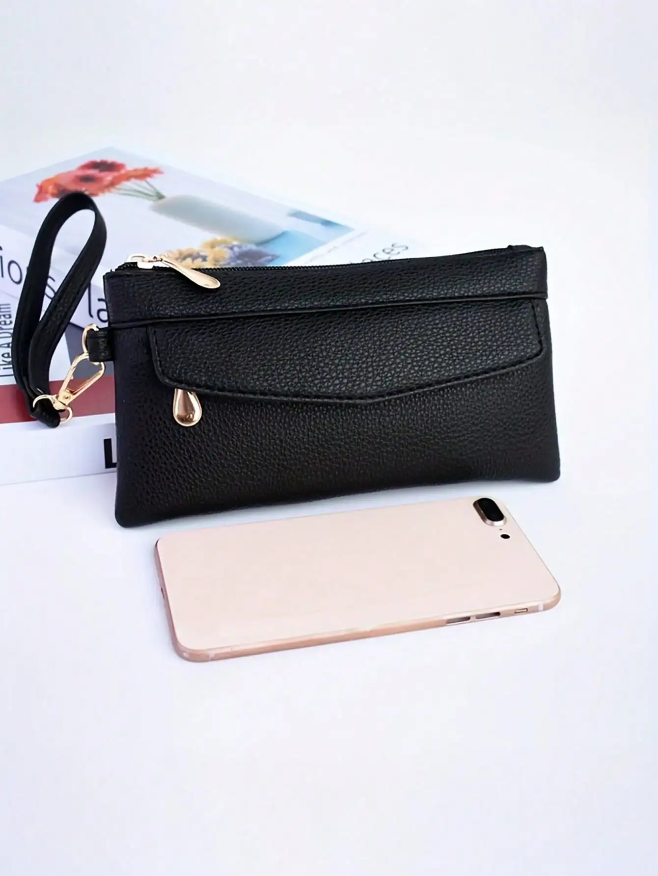 

Minimalist Zipper Solid Color Coin Versatile Clutch With Wristband - - Suitable For Everyday Use Travel & Shopping - Perfect Gif