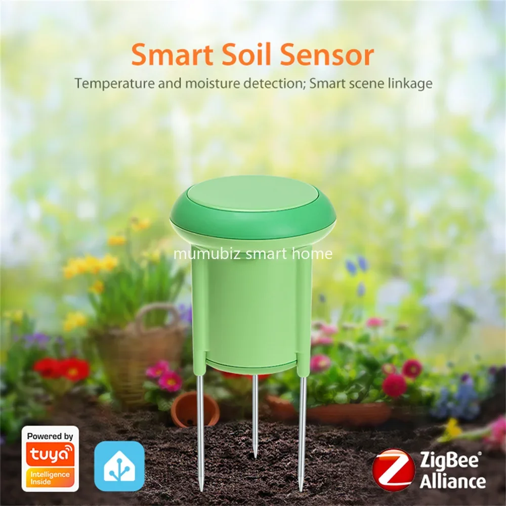 Tuya Zigbee Soil Wireless Sensor Planting Temperature and Humidity Detector IP66 Waterproof Garden Potted Soil Monitoring Sensor