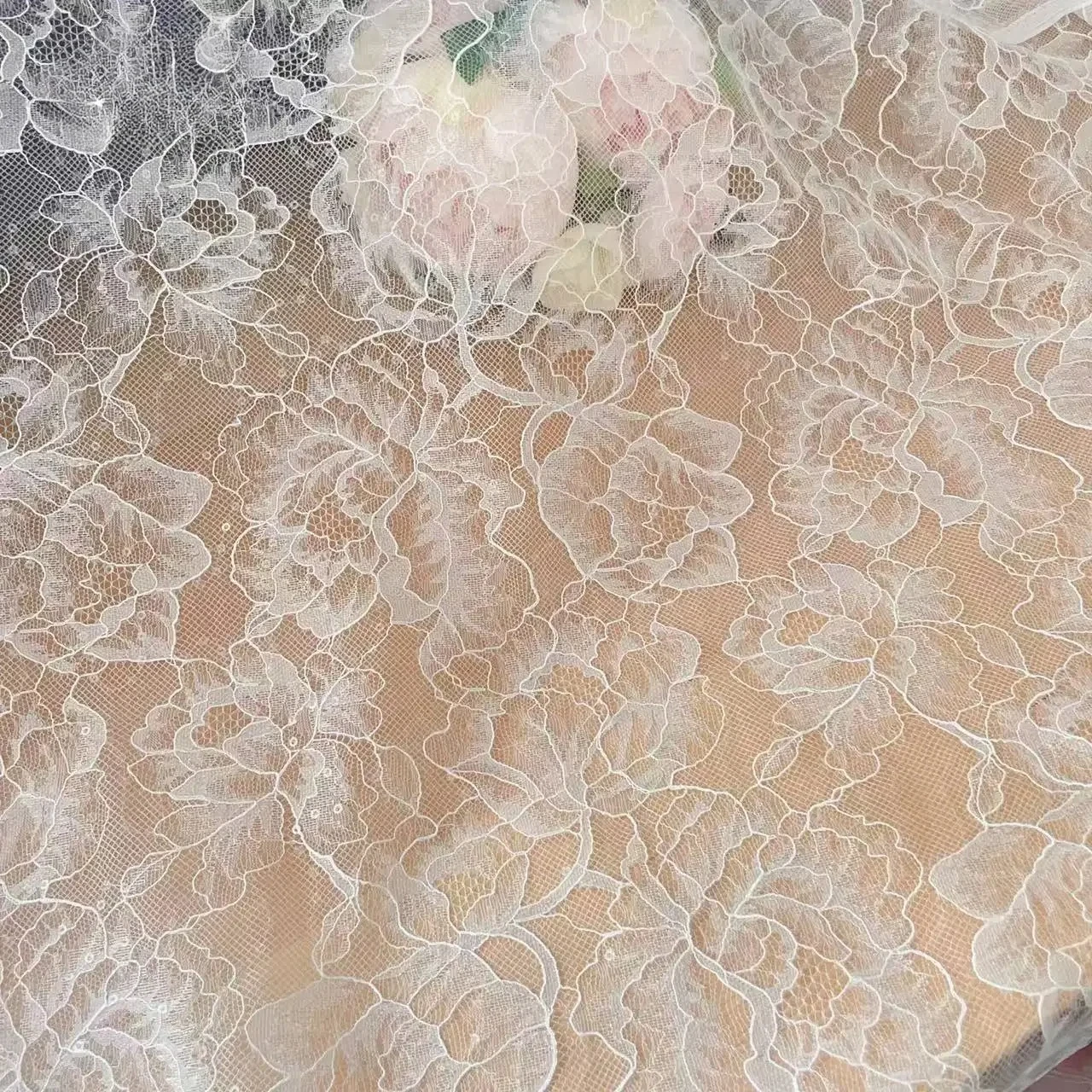 

New Mesh Sequins Big Rose Flower Base Soft Lace Wedding Dress Children's Clothes Curtain Dress Bag Decorative Fabric Accessories