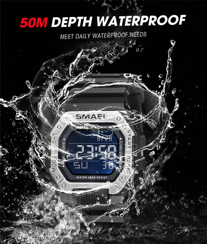 SMAEL 8059 Men's Digital Sport Watch - 50M Waterproof LED Backlight Alarm Chronograph Stopwatch Shock Resistant
