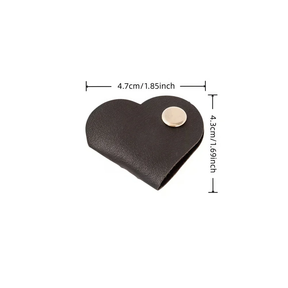 10pcs Simple Solid Color Heart-shaped Leather Cable Organizer, Data Storage, Anti Loss Cable Tie, Charging Cable Organizer
