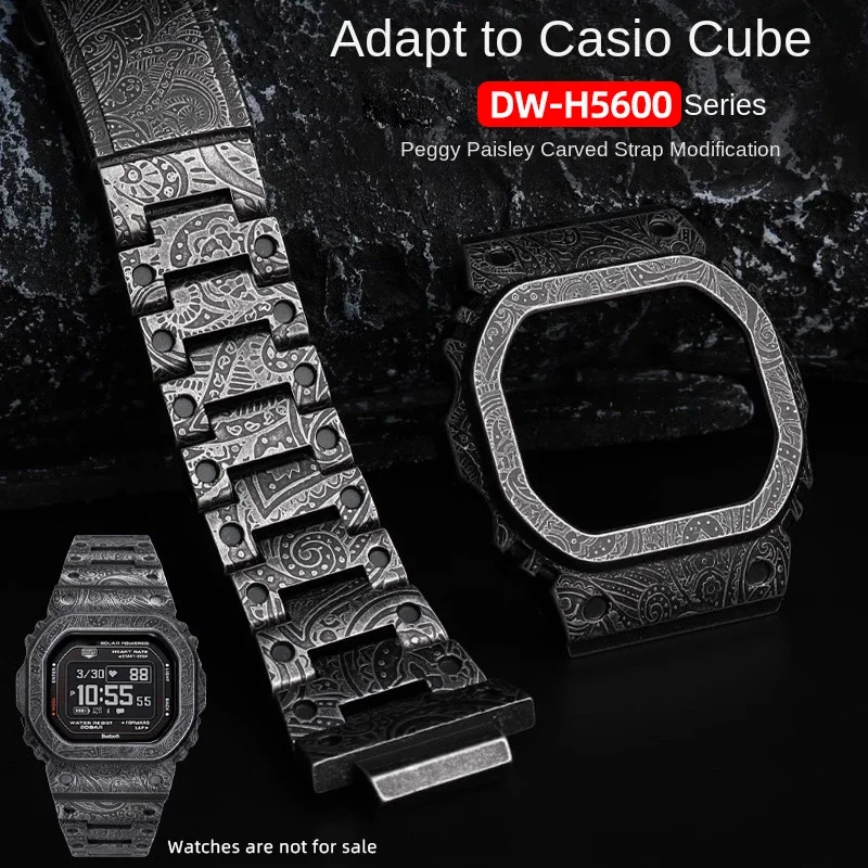 

Комплект модов из нержавеющей стали в стиле ретро с узором пейсли для Casio G-SHOCK 3516 DW-H5600MB-1 DW H5600 Модифицированный цельный металлический ремешок для часов