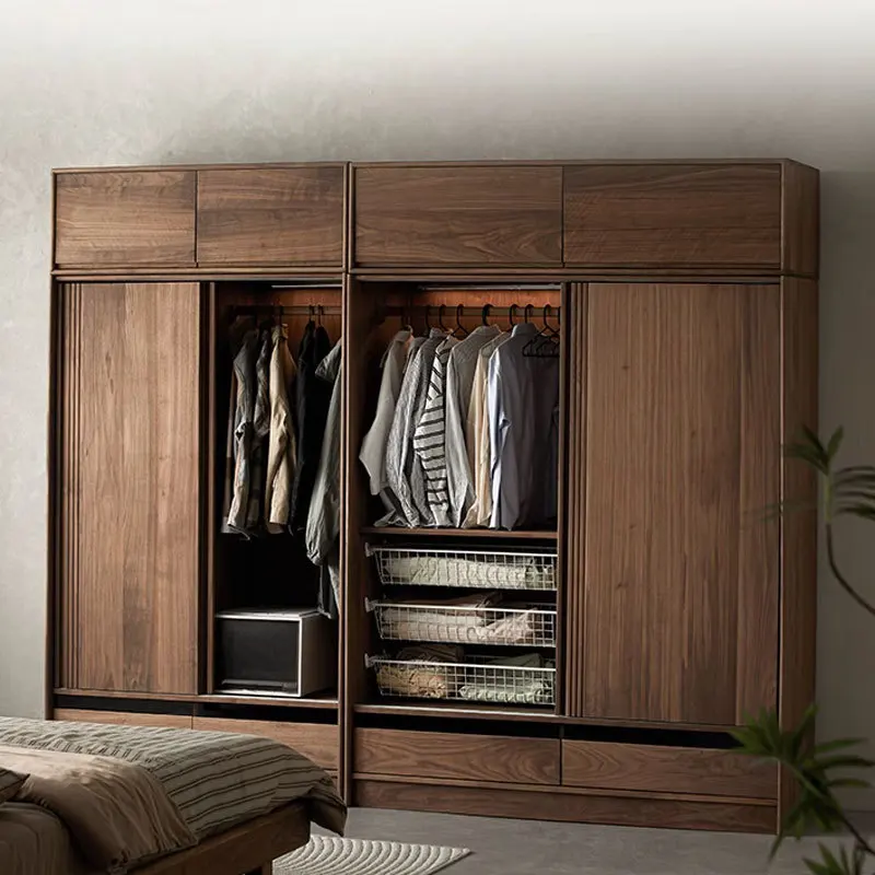 

Customizable Nordic Full Solid Wood Black Walnut Wardrobe
