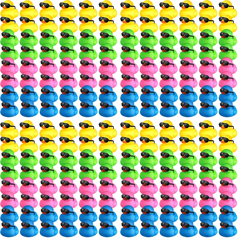 6/12/24 pcs Mini Rubber Ducks with Sunglasses in Bulk Small Duck Gift Bathtub Toys for Holiday Cruise Birthday Party Favor