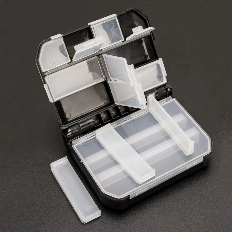 Black Transparent Clamshell Semi-automatic Open And Close Storage Box Luya Accessories Box Separate Storage Box