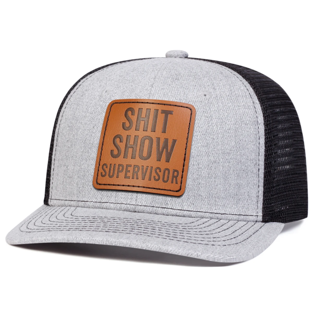 1piece Unisex SHIT SHOW Leather Patch Baseball Net Hat Outdoor Adjustable Sunscreen Leisure Hat Spring Autumn Travel Vacation