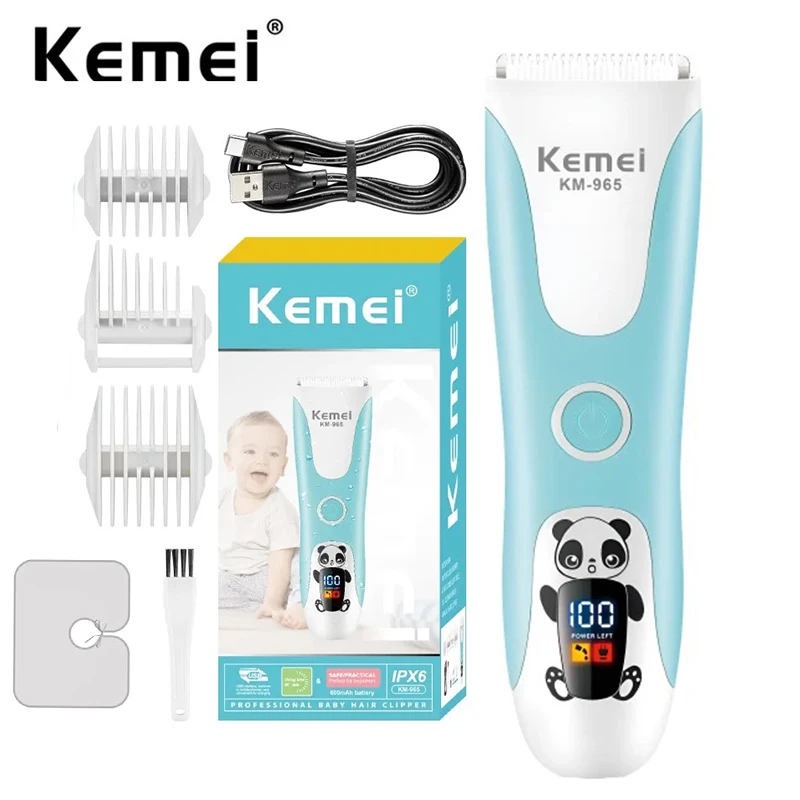 Kemei Baby Hair Clippers Quiet Hair Trimmer for Kids Waterproof Rechargeable Cordless Baby Hair Cutting Kit for Infant Toddler