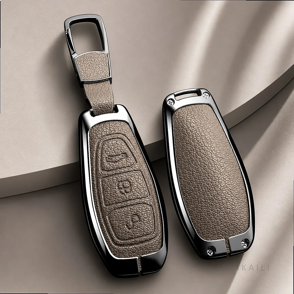 Suitable Car Leather Remote Key Case Cover for Ford Focus 3 4 ST Fiesta Fusion Kuga Ecosport Mondeo MK3 MK4 Protect Accessories - view 3
