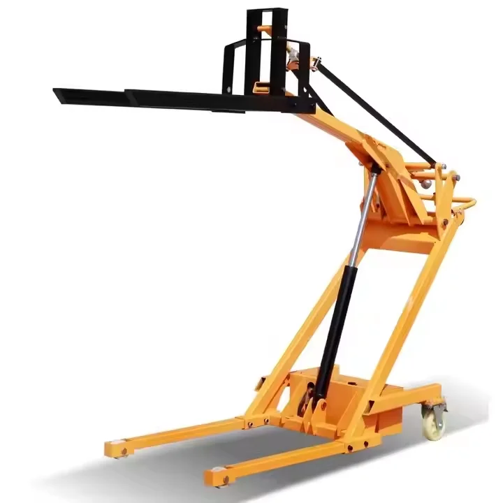 

KAD Portable Hydraulic Semi Electric Stacker Lift Pallet Forklift 500kg-700kg Capacity Foldable Boom Crane Truck 1.5m Forklift