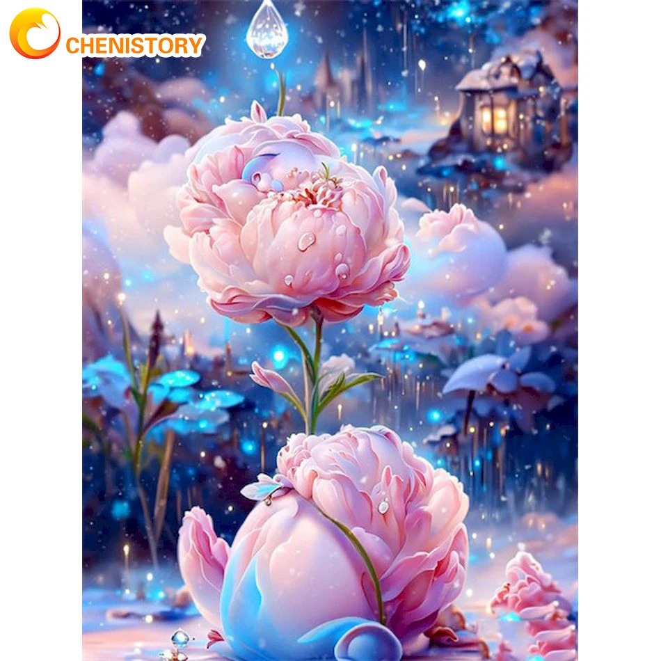 

CHENISTORY Full Round Drill 5D Diamond Painting Flower Diy Rhinestones Mosaic Cross Stitch Home Decortion Diamond Art Paintings