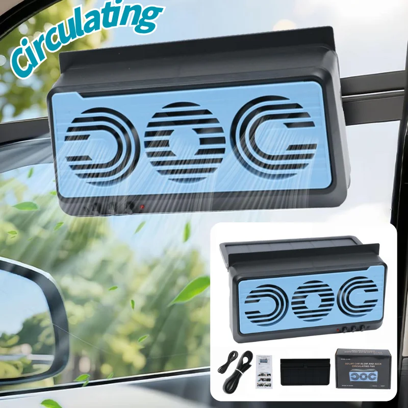 3 Fan Solar Car Window Cooling Fan Rechargeable Auto Ventilator Reduce Interior Temperature Vehicle Exhaust Fan Car Accessory