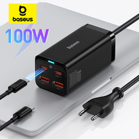 Baseus 100W 65W GaN Charger Desktop Laptop Fast Charger 4 in 1 Adapter For iPhone 15 14 13 12 Pro Max  Phone Charger Samsung