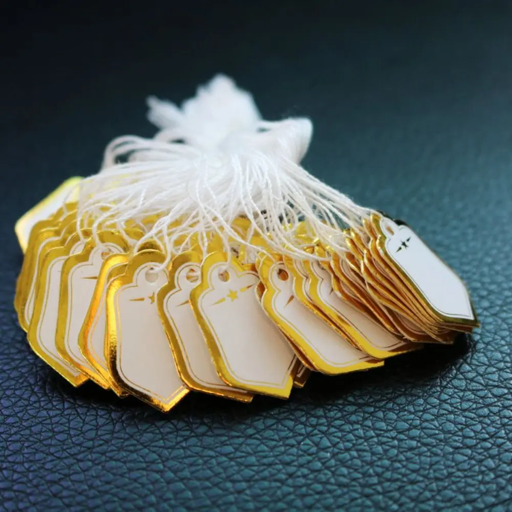 

100PCS Round Rectangle Gold/Silver Edge Card Paper Jewellery Hangtags Hanging Tags Jewelry Price Labels Display Tool
