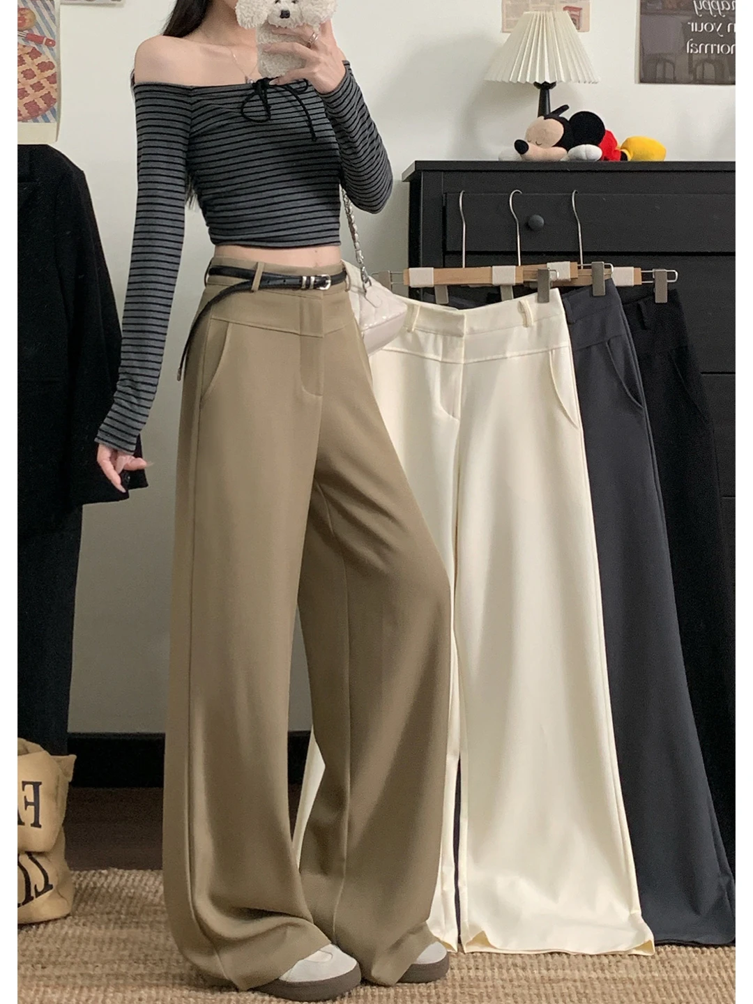 

Simple Wide Leg Suit Pants High Waist Casual Women's Loose Fitting Summer 2026 New Vintage Slimming Floor Length Trousers