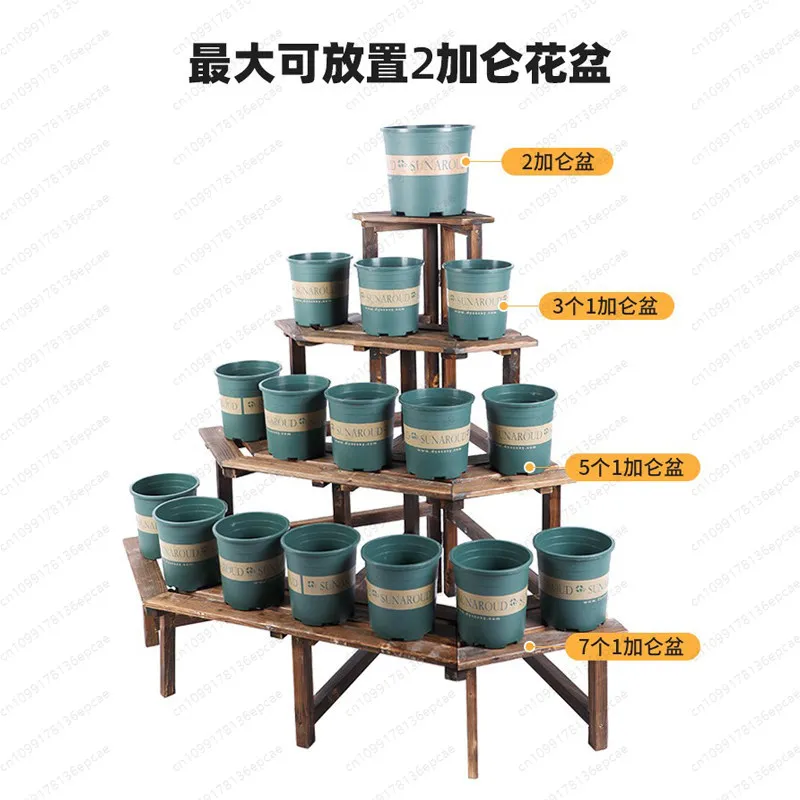 Corner, solid wood, succulent flower pot rack, anti-corrosion wood triangular flower rack, wall corner