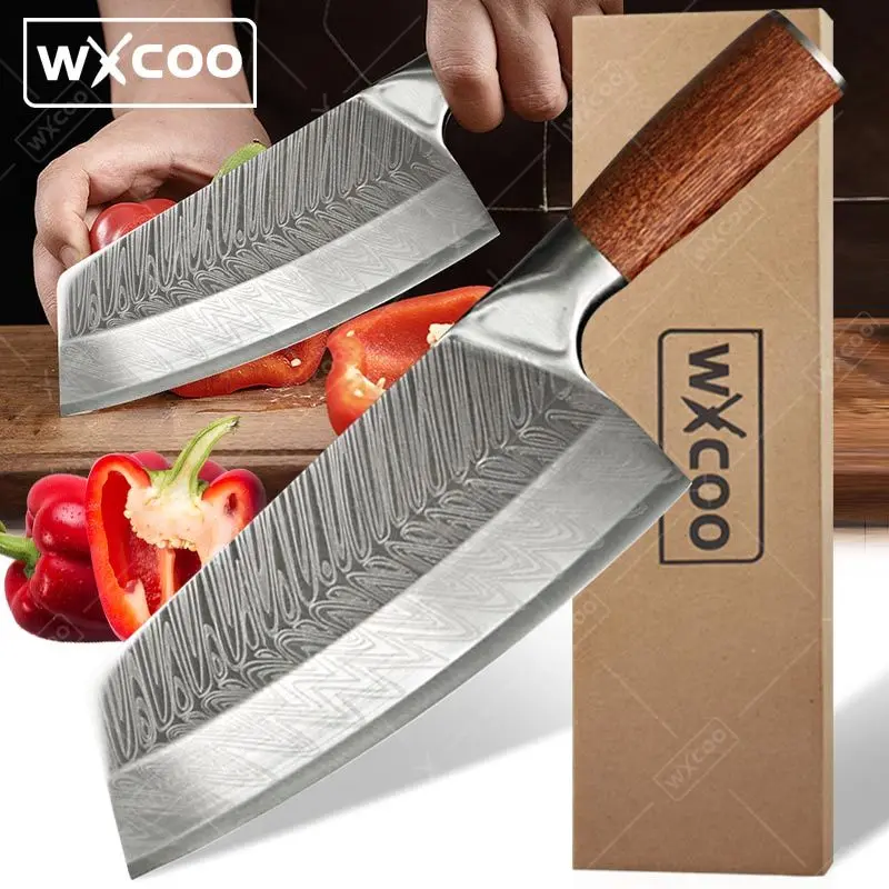 

WXCOO Kitchen Knives Slicing Meat Cutting Knives Meat Knife Chef Cleaver Kitchen Bone Butcher Fruit Vegetable Hand Forged Knives