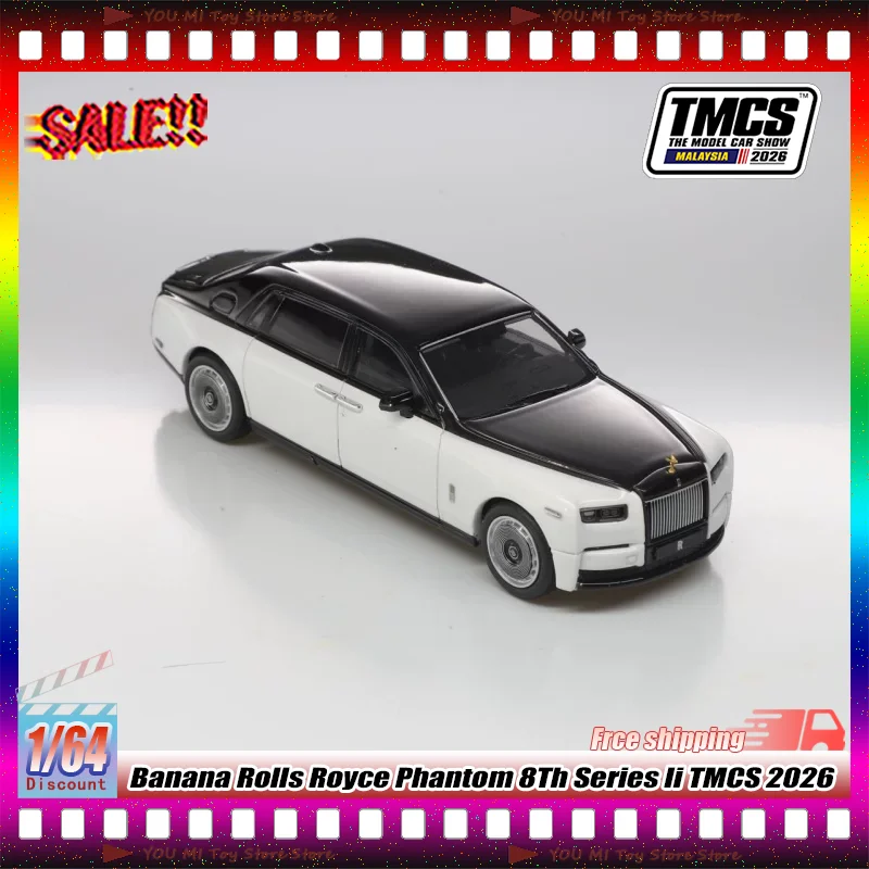 

Tmcs 1:64 Alloy Banana Rolls Royce Phantom 8th Series Ii Long Wheelbase Diecasting Model Car Display For Car Collectors Toy Gift