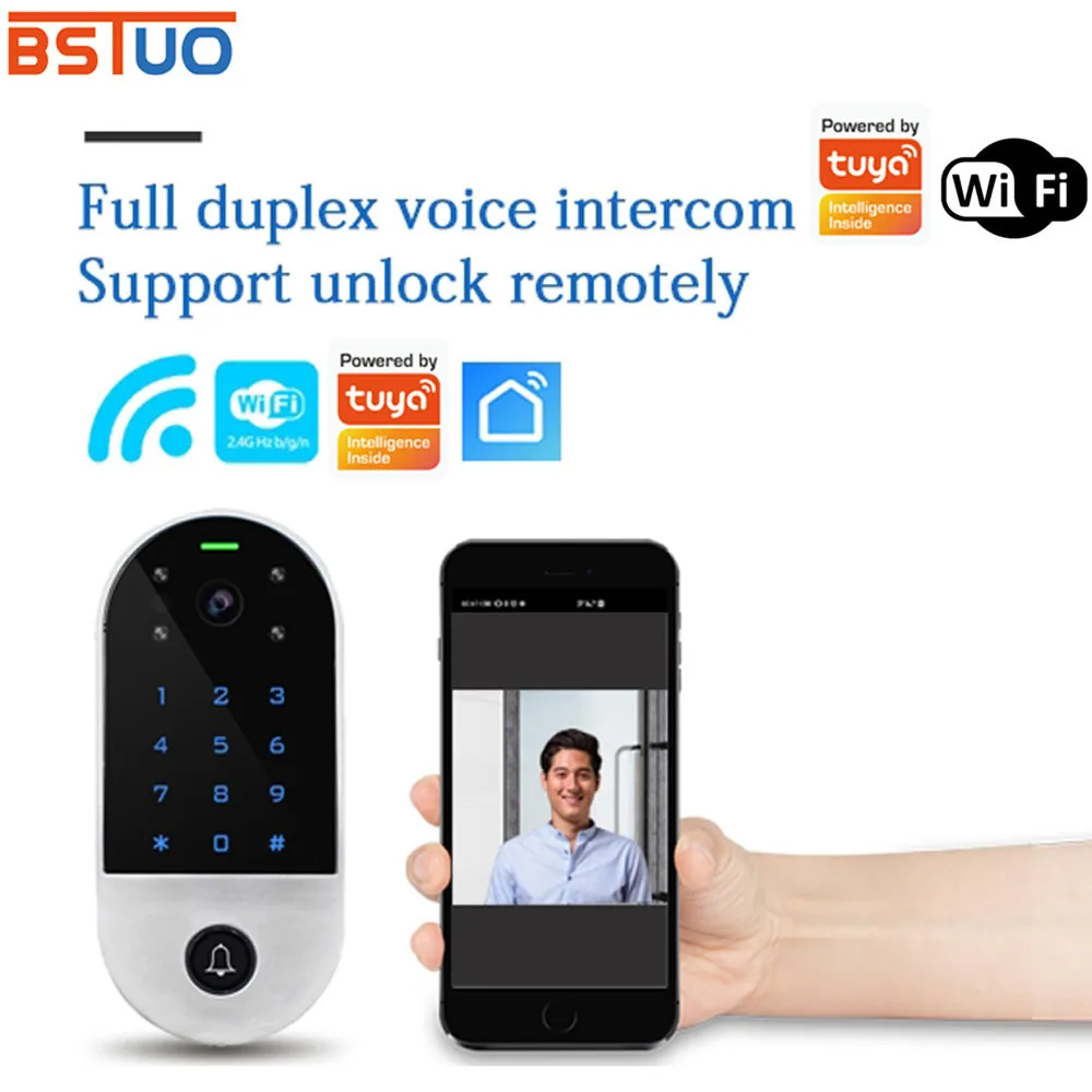 Wifi Video Intercom Access Control Keypad 125Khz RFID Reader Work with Tuya APP Door Camera Video Door Phone Entry System+Cover