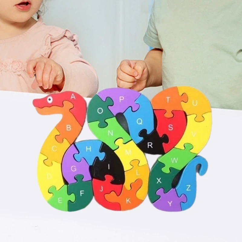 Wooden Animal Puzzles for Kids Ages 3-6 Number/Alphabets Puzzles Montessori STEM Educational Learning Gifts