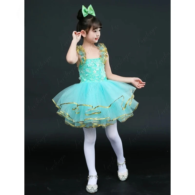 

Cute Princess Dress Girl Costume Tulle Tutu Skirt for Danse Contemporaine Performance Wear