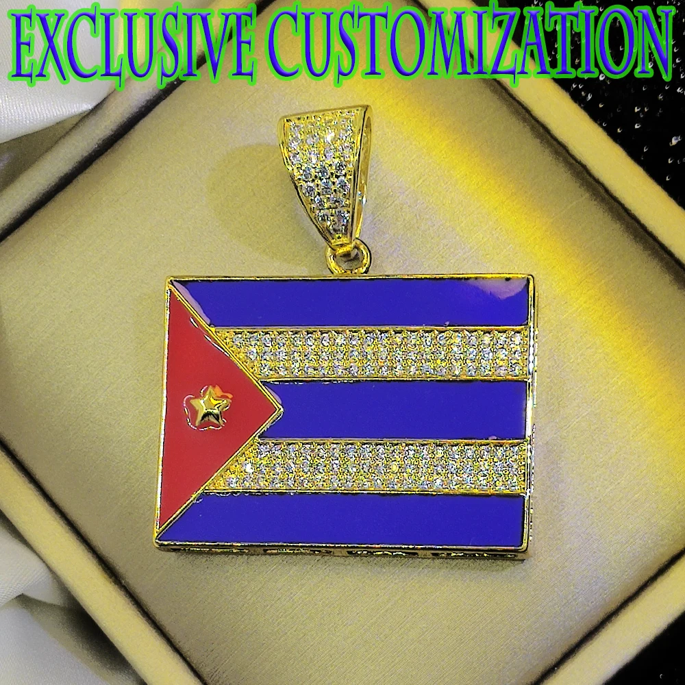 Advanced custom fashion necklace, new graffiti design, two color flag with diamond gold pendant, hand gilded, hip-hop decoration