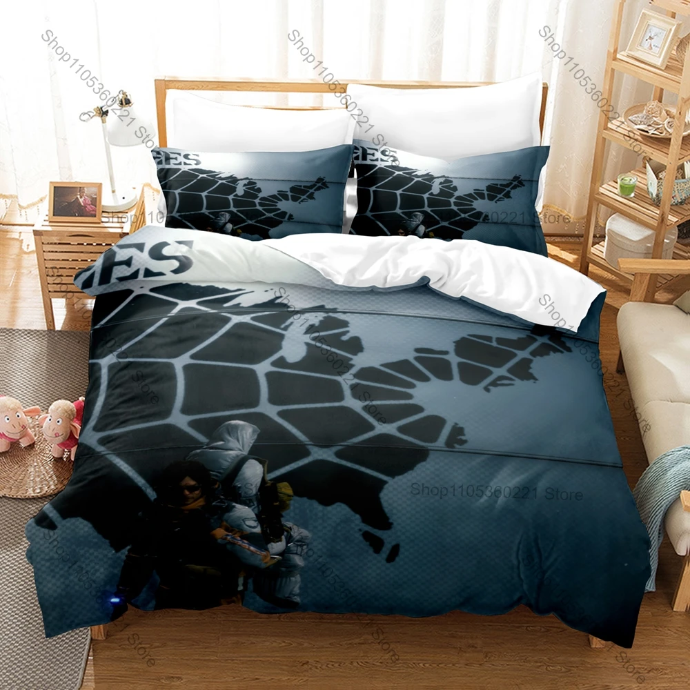 Death Stranding Post Apocalyptic Sci-Fi Game Bedding Set Duvet Cover + 2 Pillowcases Teen Gaming Room Decor