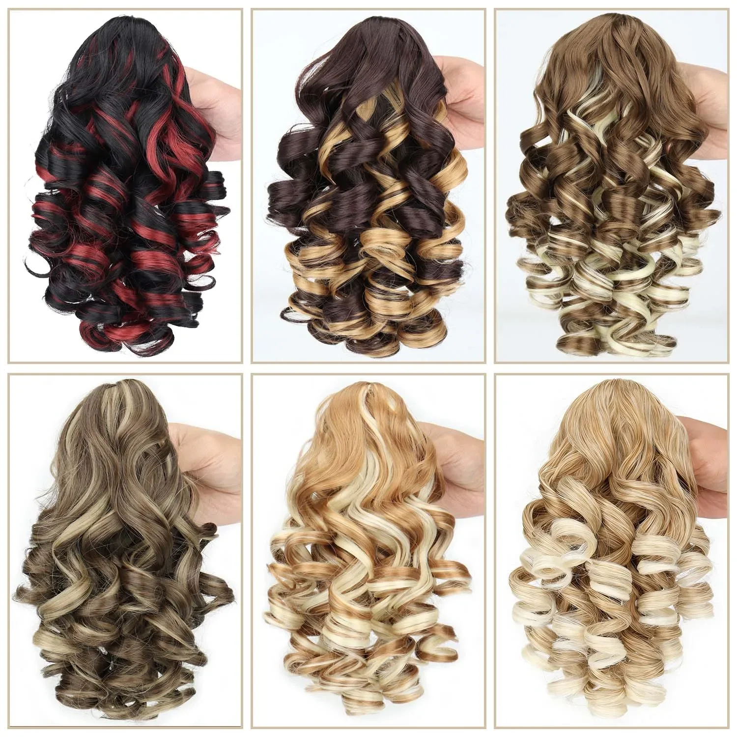 140G Synthetic Curly Claw Clip Ponytail Hairpiece Multi Shades Heat Resistant Fake Ponytail Extension for Ladies Daily