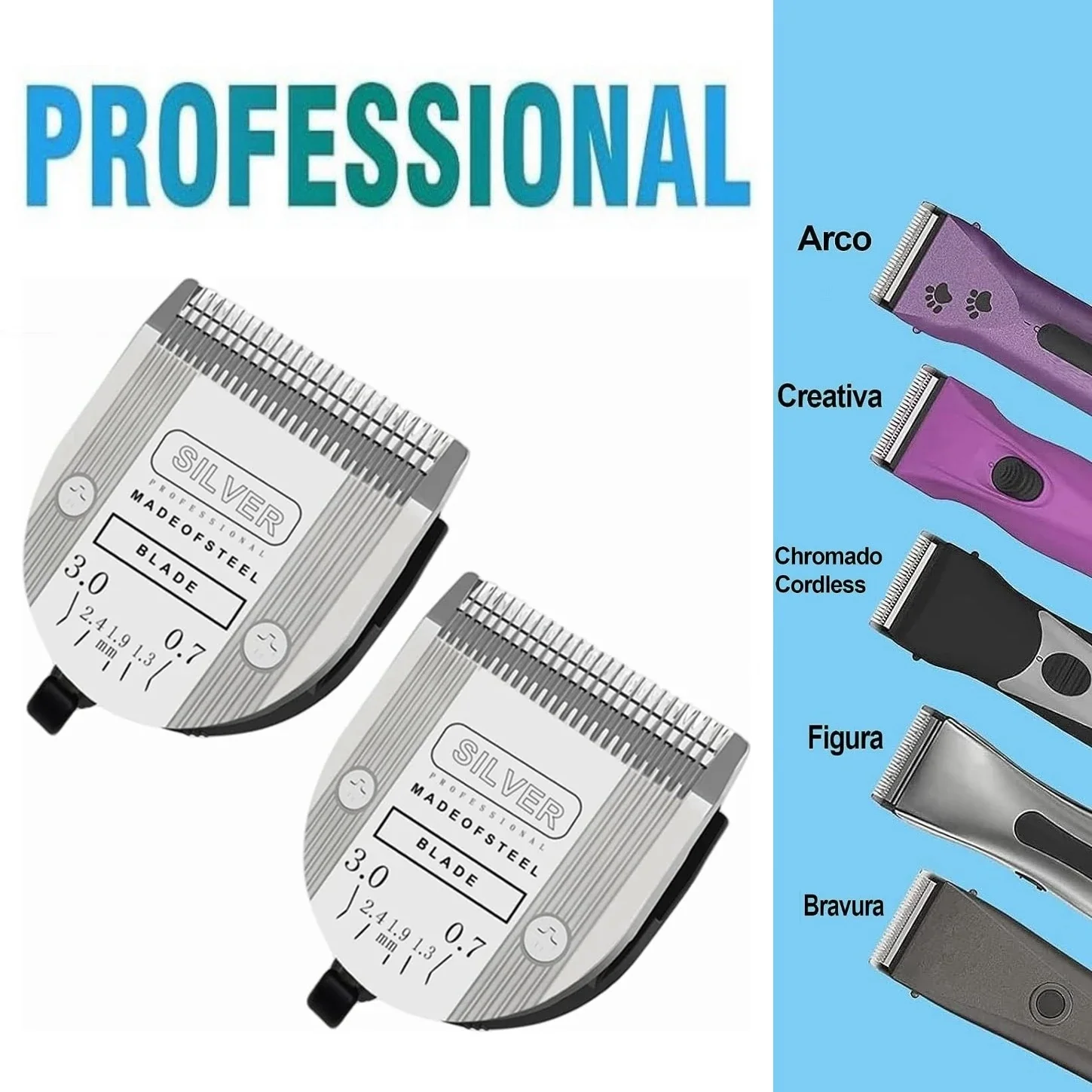 Cuchilla ajustable desmontable 5 en 1 para perros, cortadora profesional de animales Wahl Arcos Bravura, Cromoado, Creativa, Figura, movimiento