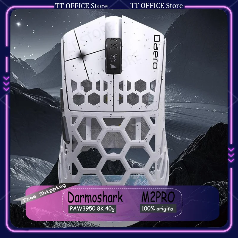 

Беспроводная мышь Darmoshark M2pro Paw3950 8 кГц 8 кГц Скорость возврата Легкая трехрежимная мышь из магниевого сплава для киберспорта с низкой задержкой