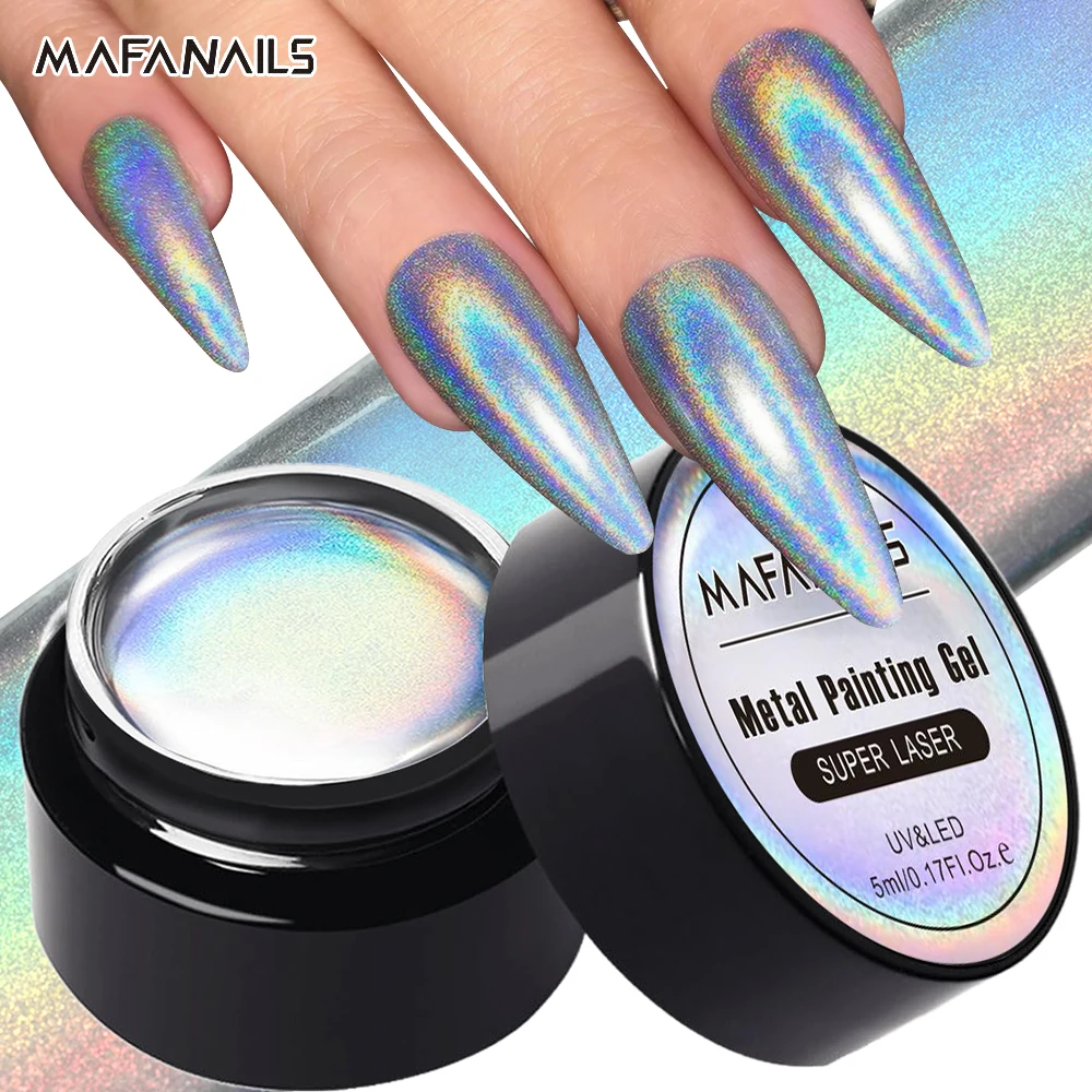 5ml Super Laser Bright Metallic Painting Gel Nail Polish Silver Chrome Mirror Glitter Effect Soak Off Drawing Gel Nail Varnish