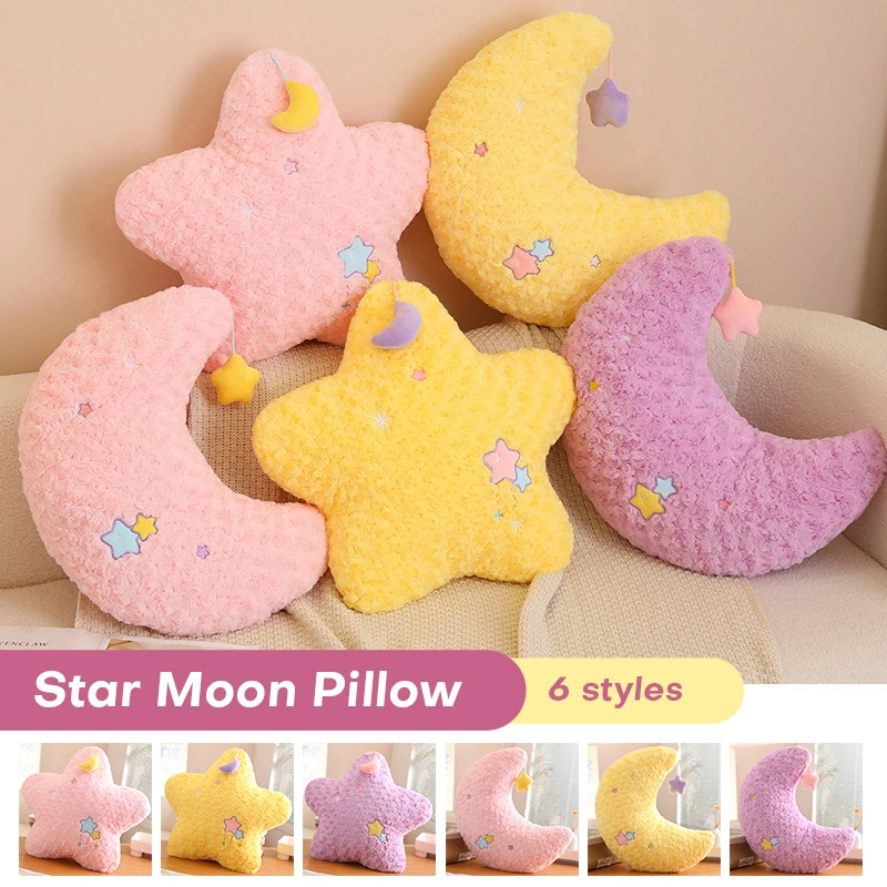 

45cm Cute Cartoon Throw Pillow Stars/moon Plush Doll Toys Kid Birthday Gift Home Bed Sofa Decorative Cushion Office Car Pillow