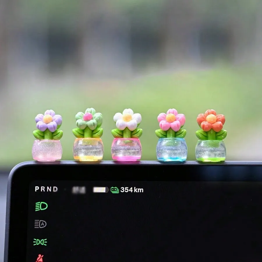 

5pcs Random Color Cute Mini Flower Pot Car Dashboard Screen Decor Accessories
