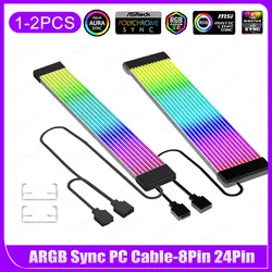 5V 3Pin PC RGB GPU Cable 8Pin 24Pin PSU RGB Cable Extensions Flexible LED Strip Light DIY Kit for Computer Power Supply
