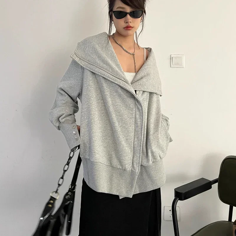 Hoodies Women Hooded Ins Outwear Slouchy Loose Fit Solid All-match Classic Popular Korean Fashion Harajuku Autumn Winter Mujer