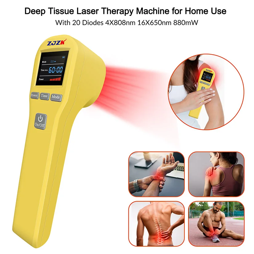 Cold laser therapy device for pain relief professional physiotherapy instrument 4x808nm+16x650nm 20 diode 880mW with fast effect