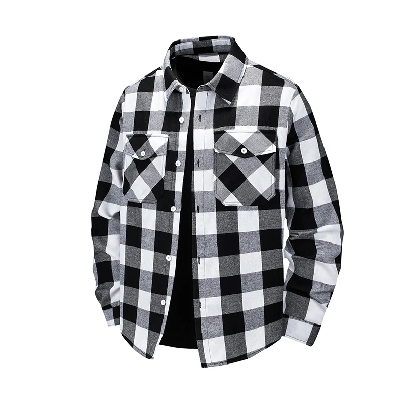 

Мужская рубашка из хлопка с длинным рукавом для весны и осени, новая модель 2026 года, красная в клетку, деловая и повседневная, не требует глажки